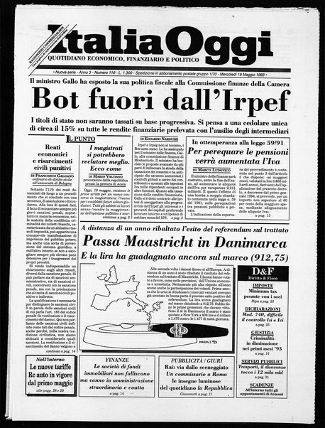 Italia oggi : quotidiano di economia finanza e politica